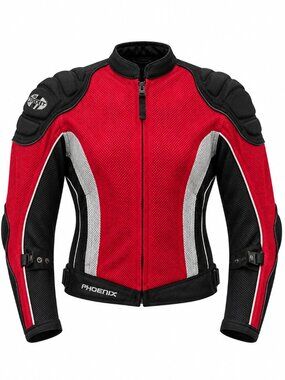 Joe Rocket Phoenix Women’s M Armored Mesh Motorcycle Jacket - Red Black Silver
